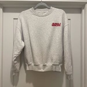 Adanola Light Gray Crewneck Sweater with Red Logo